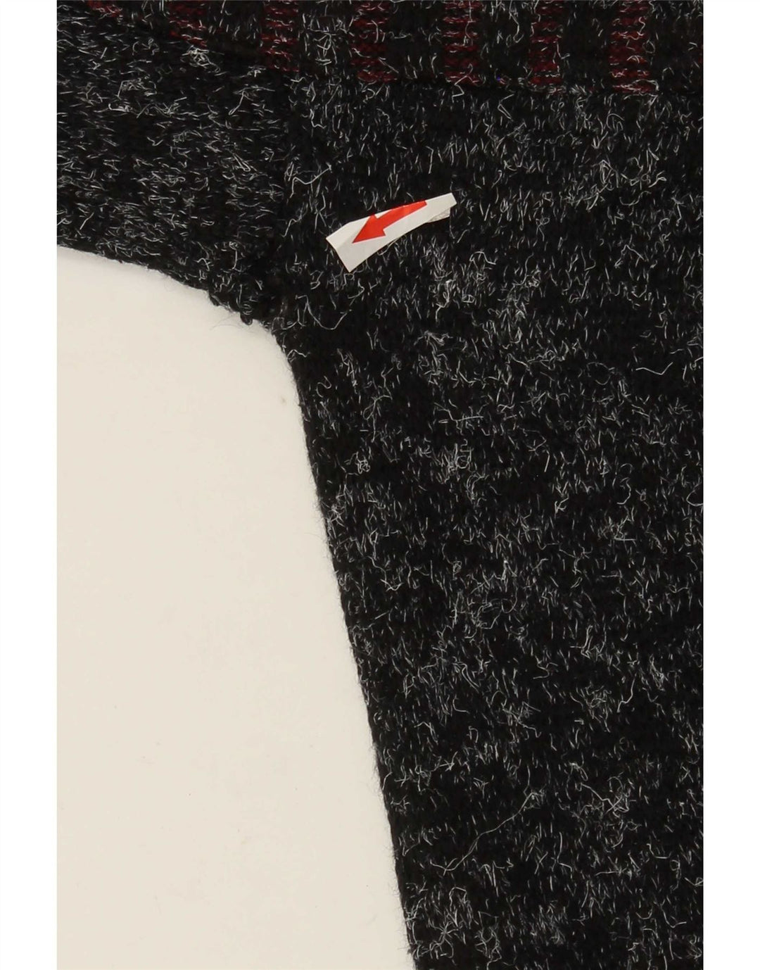 Vintage Mens Crew Neck Jumper Sweater Large Black Patchwork Wool
