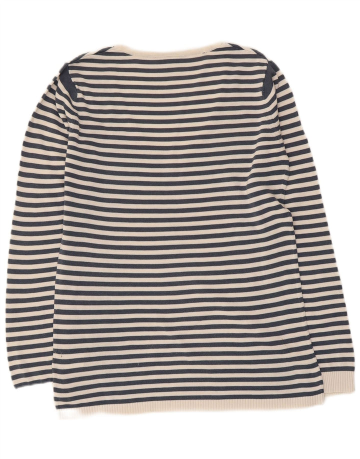 Lacoste Dame V-hals sweater Størrelse 38 Mellem marineblå stribet