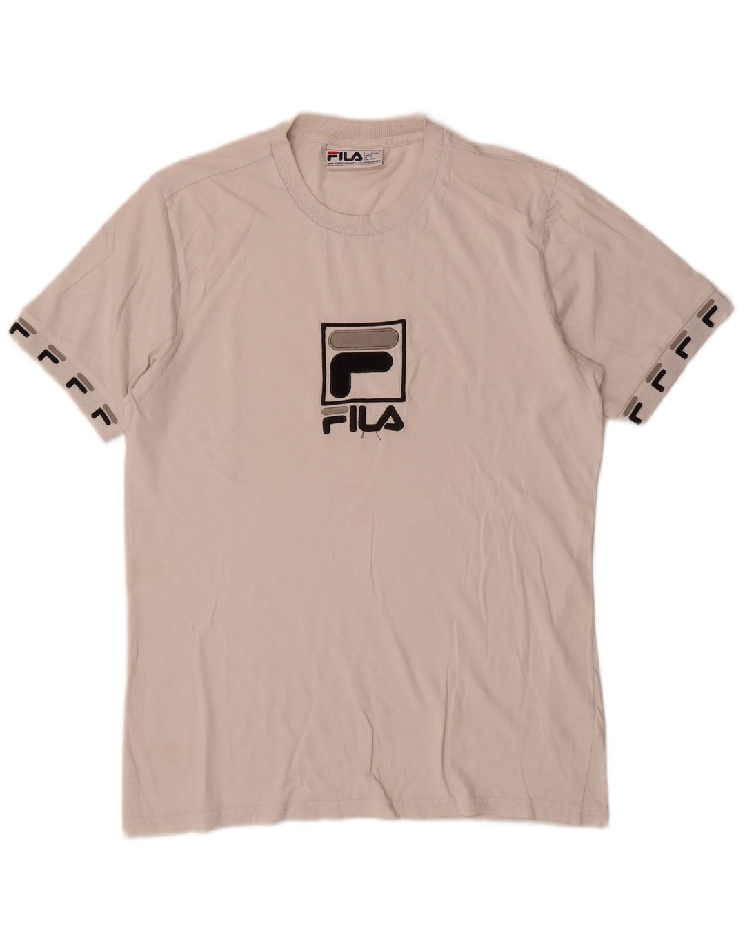 Fila Herre Grafisk T-Shirt Top Lille Hvid Bomuld