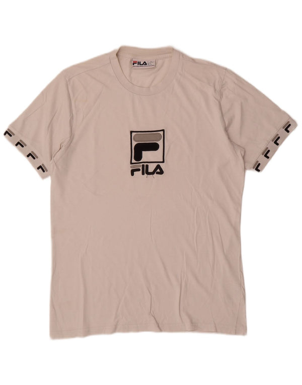 Fila Herre Grafisk T-Shirt Top Lille Hvid Bomuld