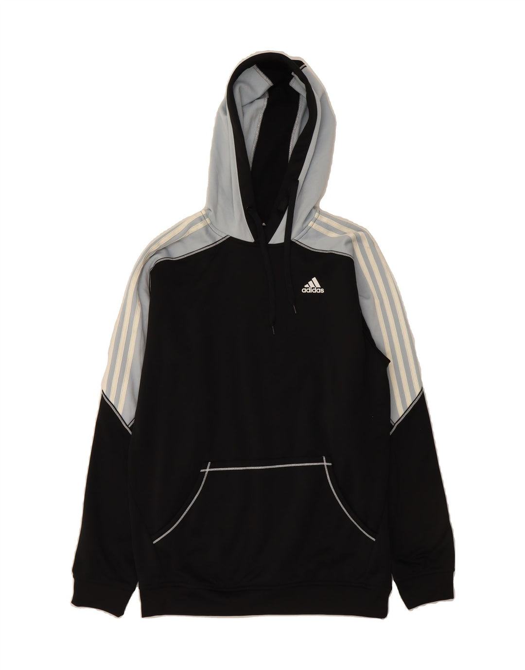 ADIDAS Mens Climawarm Hoodie Jumper Medium Black Colourblock Polyester Vintage Adidas and Second-Hand Adidas from Messina Hembry 