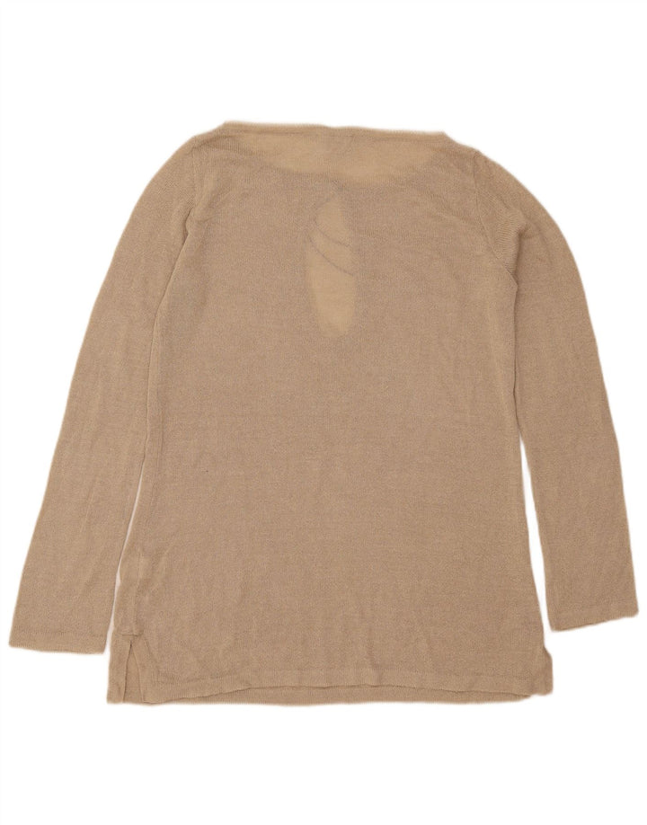 Zara Dame Top Langærmet UK 14 Medium Beige Akryl