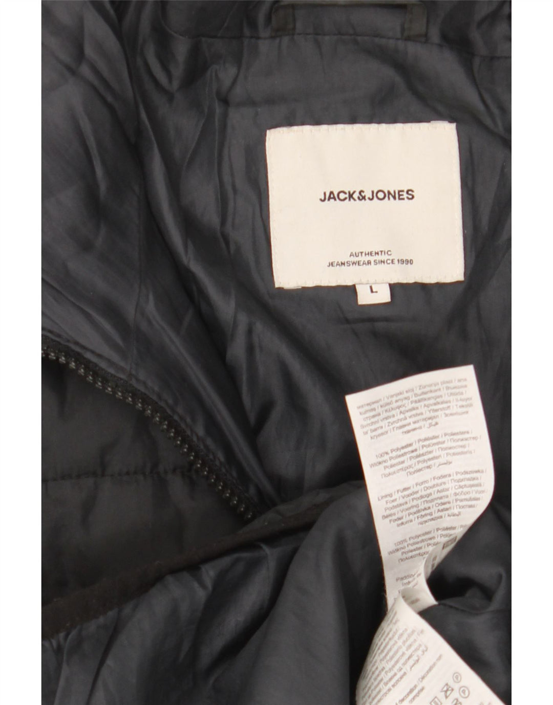 Jack & Jones Herre hættepolstret jakke UK 40 Stor sort polyester