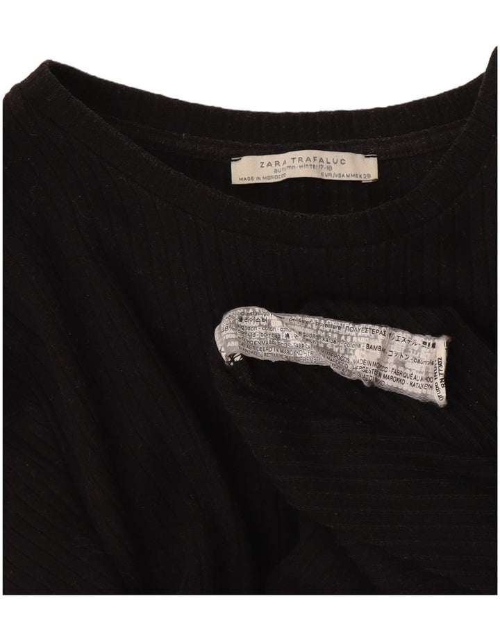 Zara Dame Top Langærmet UK 14 Medium Sort Polyester