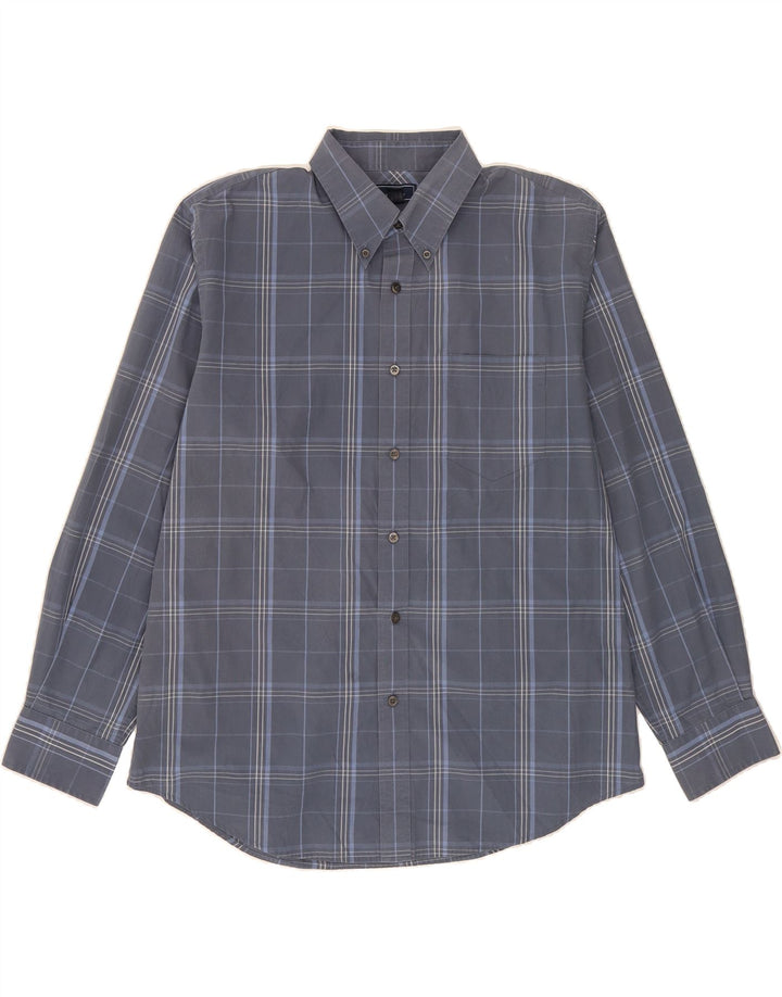 DOCKERS Mens Shirt Size 16 1/2 Large Navy Blue Check Cotton Vintage Dockers and Second-Hand Dockers from Messina Hembry 