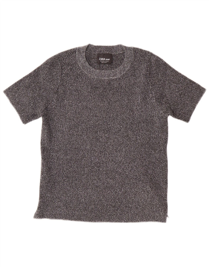 ZARA Womens Crop T-Shirt Top UK 8 Small Grå