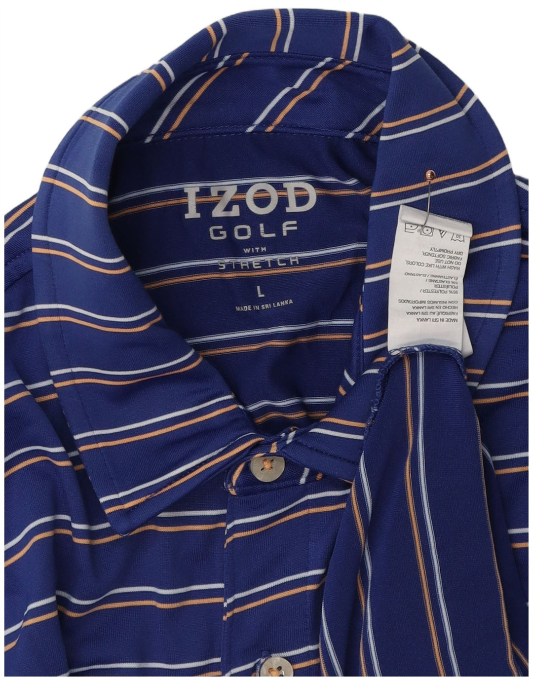 IZOD Golf Polo Shirt til mænd Stor blå stribet polyester