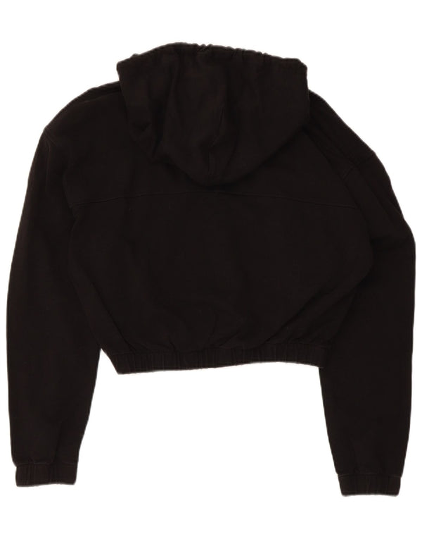 Tommy Hilfiger Dame Crop Hoodie Jumper UK 10 Small Black
