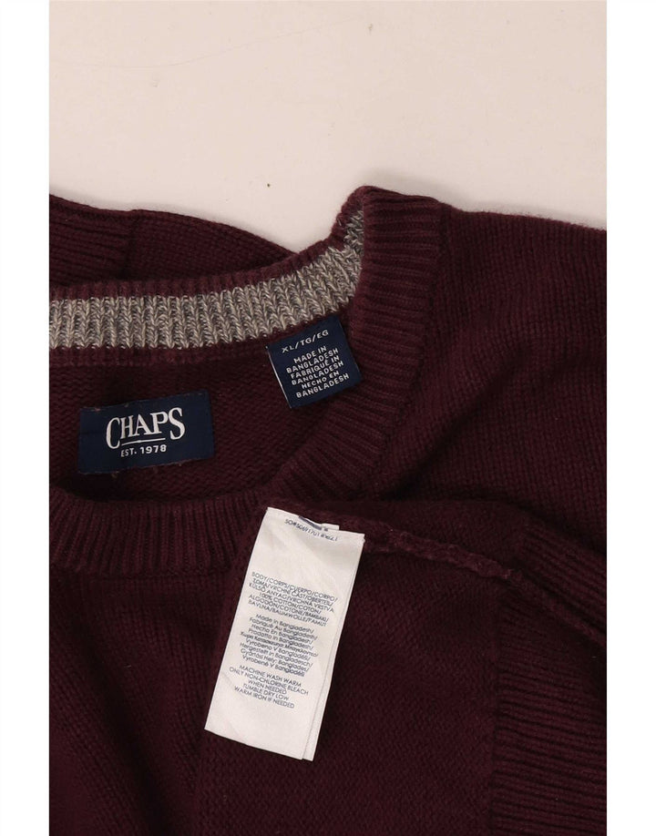 Chaps Herre Crew Neck Jumper Sweater XL Bourgogne bomuld