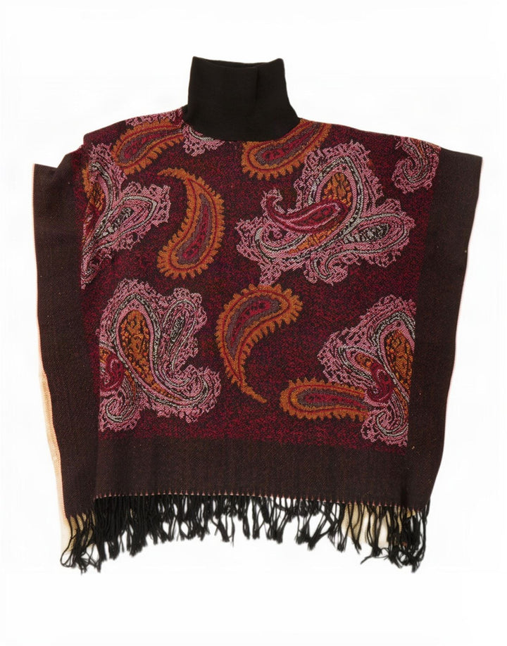 Vintage Dame Poncho Jumper One Size Brun Paisley