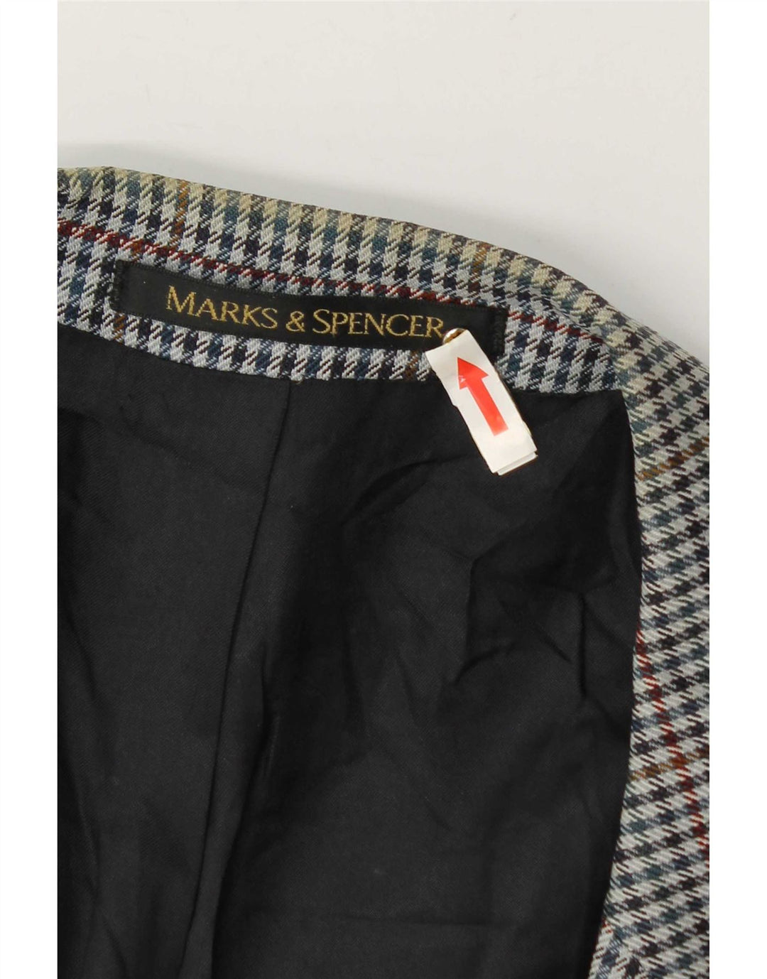 Marks & Spencer Herre 2-knaps blazerjakke UK 46 XL blå ternet uld