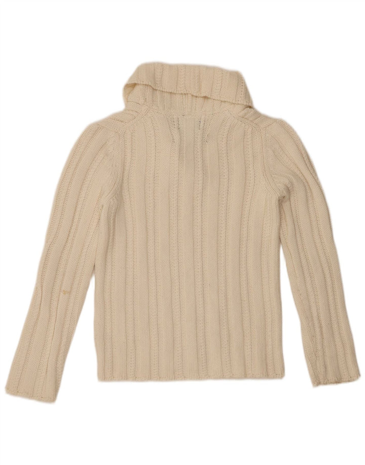 WOOLRICH Dame Shawl Neck Jumper Sweater UK 12 Medium White