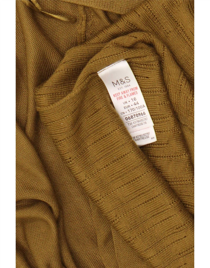 Marks & Spencer Dame Longline Åben Cardigan Sweater UK 16 Large Khaki