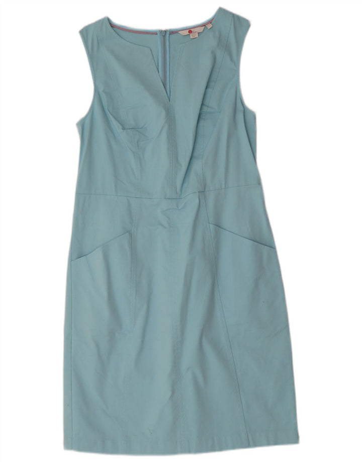 Boden Dame Ærmeløs Skede Kjole UK 12 Medium Blue Cotton