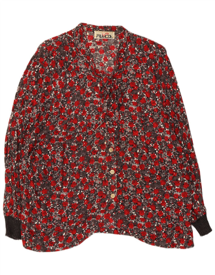 Premode Womens Front Tie Shirt Bluse UK 18 XL Red Floral