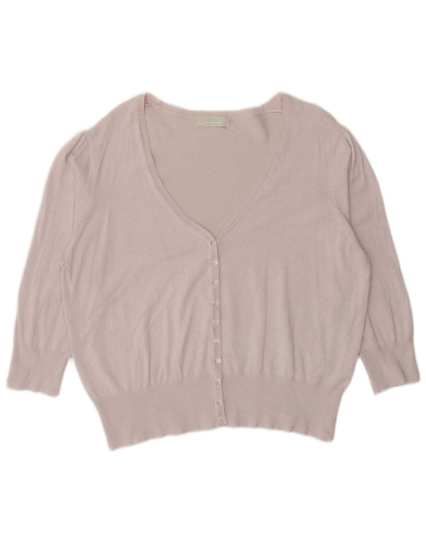 Marks & Spencer dame cardigan sweater med 3/4 ærmer UK 20 2XL Pink Viscose