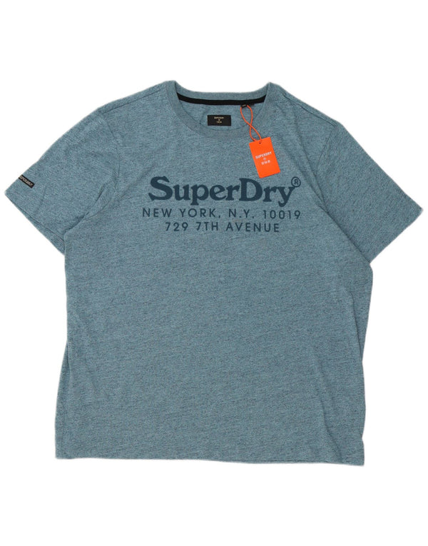 Superdry Grafisk T-shirt-top til mænd 3XL Blå Flecked Bomuld