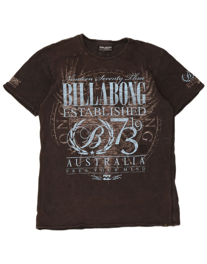 Billabong Herre Slim Fit Grafisk T-Shirt Top Medium Brun Bomuld