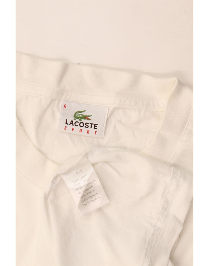 LACOSTE Herre T-Shirt Top Størrelse 6 XL Hvid Bomuld