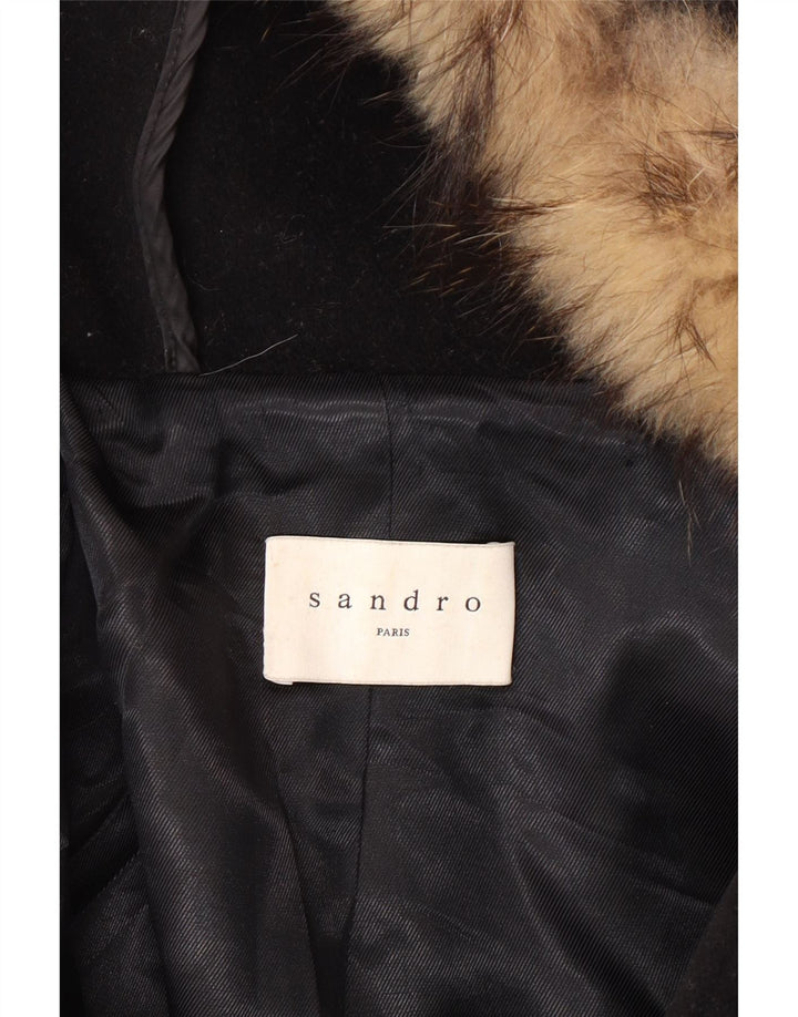 SANDRO hætteoverfrakke til kvinder EU 40 Mellem sort uld