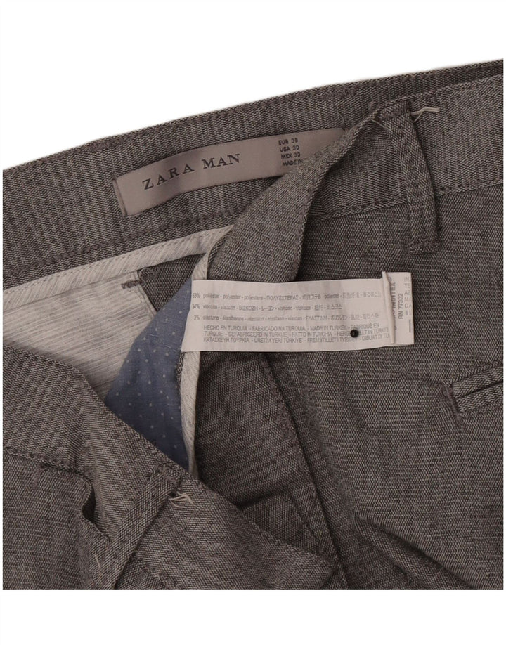 Zara Herre Slim Chino Bukser EU 38 Small W30 L27 Grå Polyester