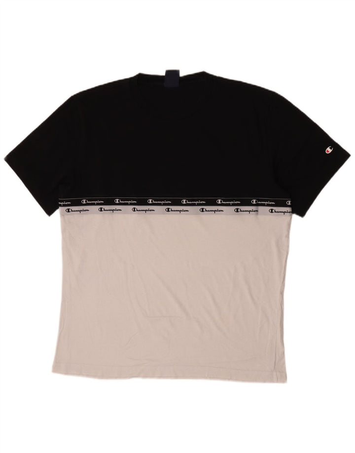 Champion Herre Grafisk T-Shirt Top XL Sort Colourblock