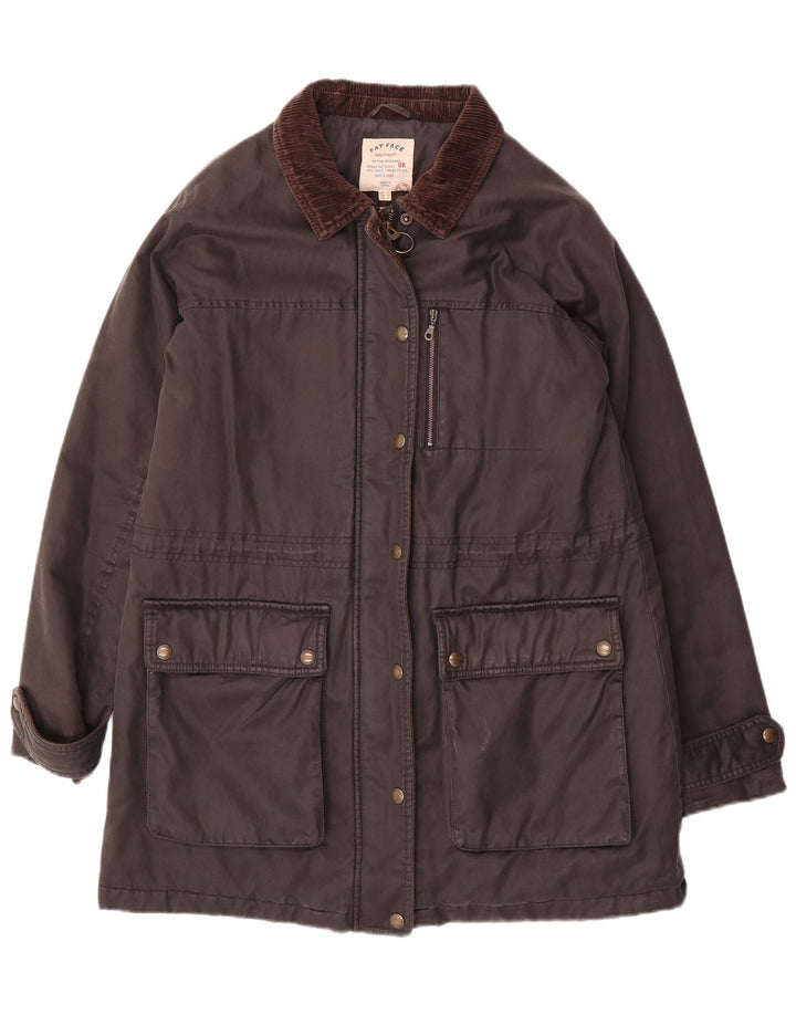 Fat Face Dame Vokset Bomuld Overfrakke UK 12 Medium Sort