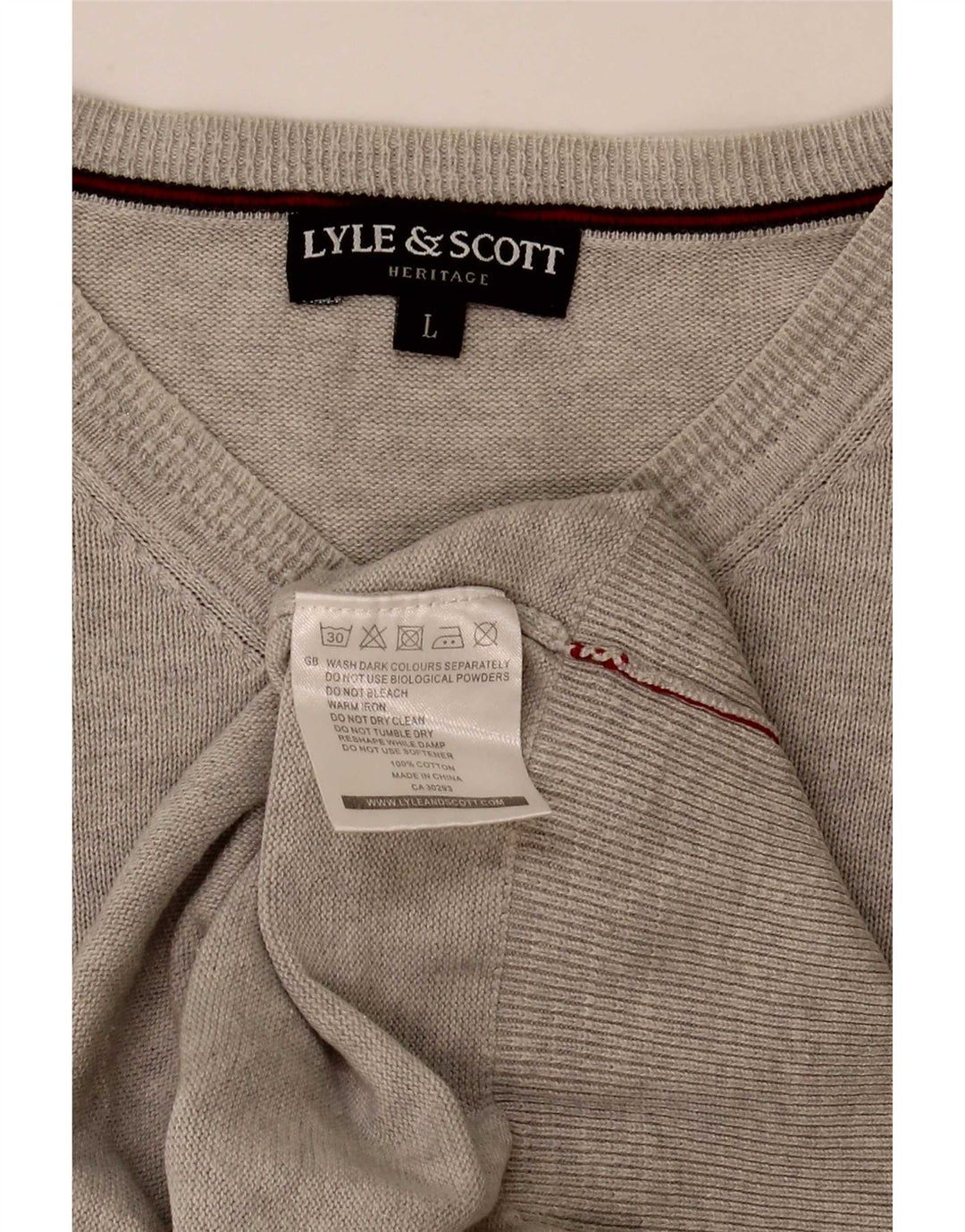 Lyle & Scott Heritage Heritage V-hals sweater Stor grå bomuld