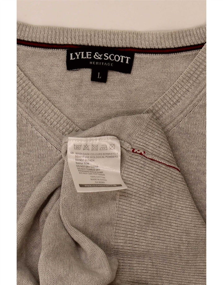 Lyle & Scott Heritage Heritage V-hals sweater Stor grå bomuld