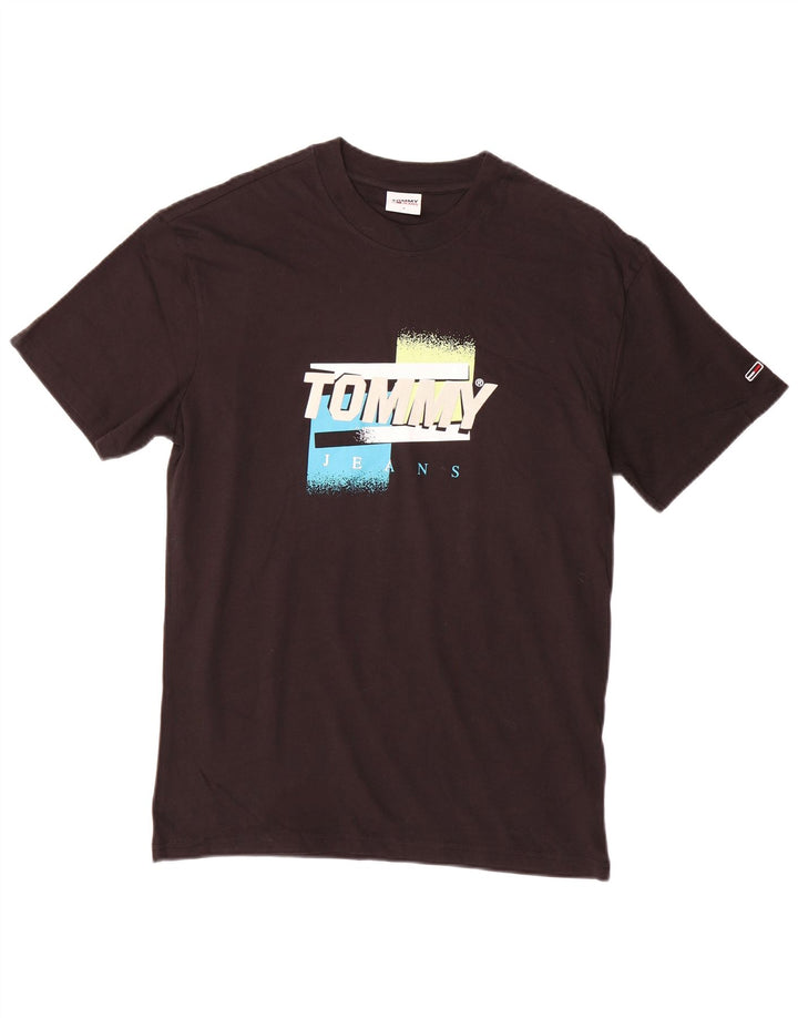 TOMMY HILFIGER Mens Graphic T-Shirt Top Small Black Cotton