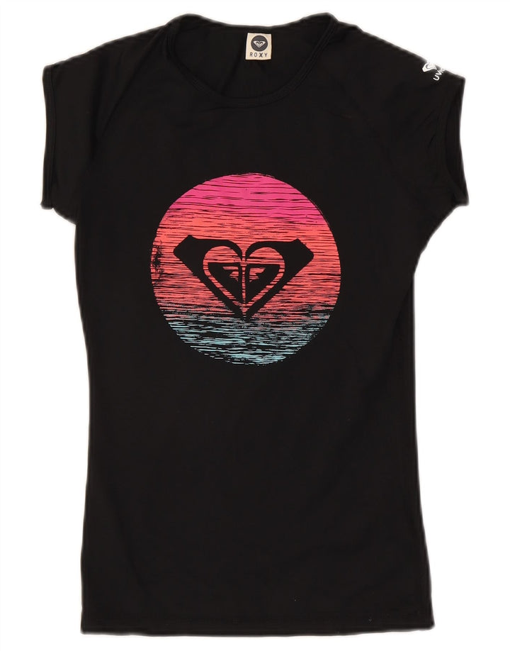 Roxy Womens Grafisk T-Shirt Top UK 8 Small Black Polyester