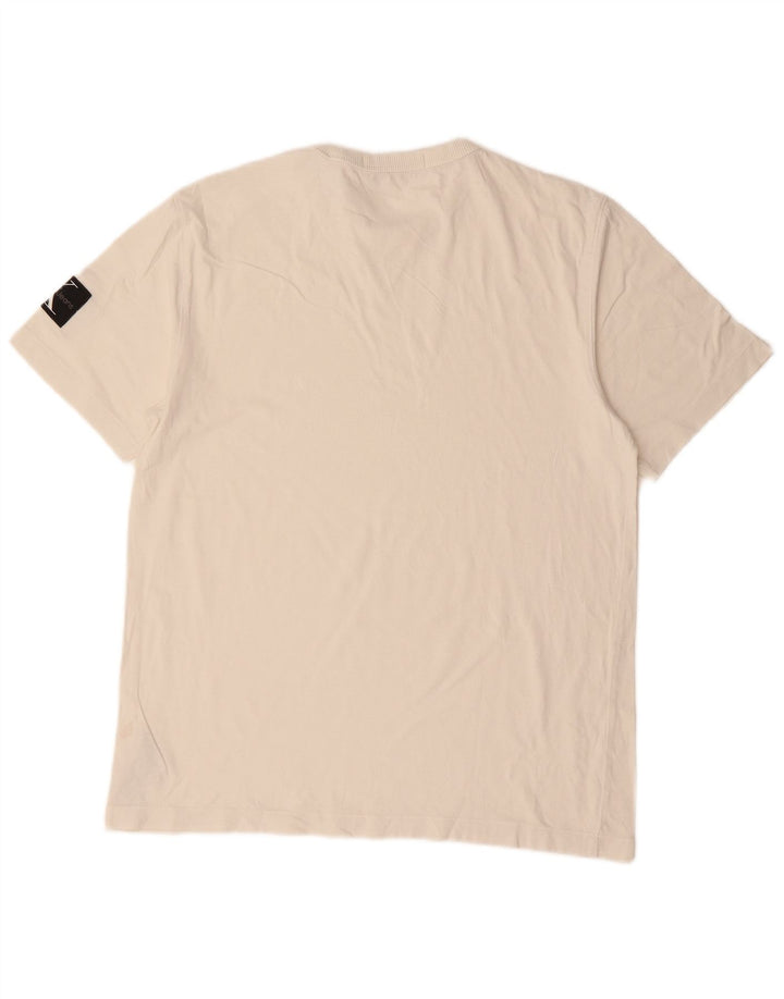 CALVIN KLEIN JEANS Herre T-shirt Top Large Off White Bomuld