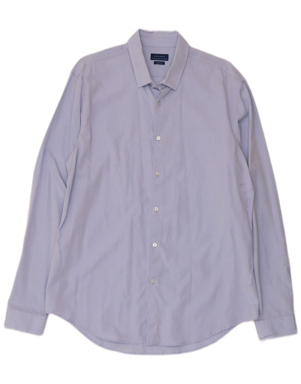 Zara herre Slim Fit skjorte XL blå bomuld