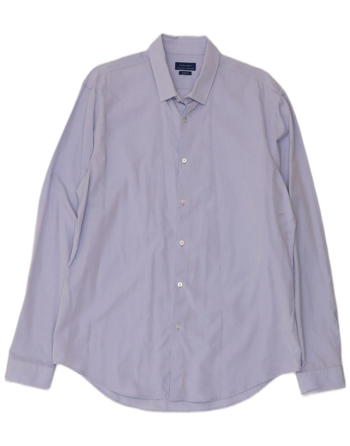 Zara herre Slim Fit skjorte XL blå bomuld