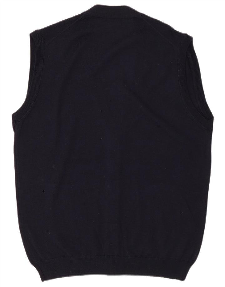 MAGLIA CLUB Herre ærmeløs cardigan sweater IT 48 Mellem marineblå uld