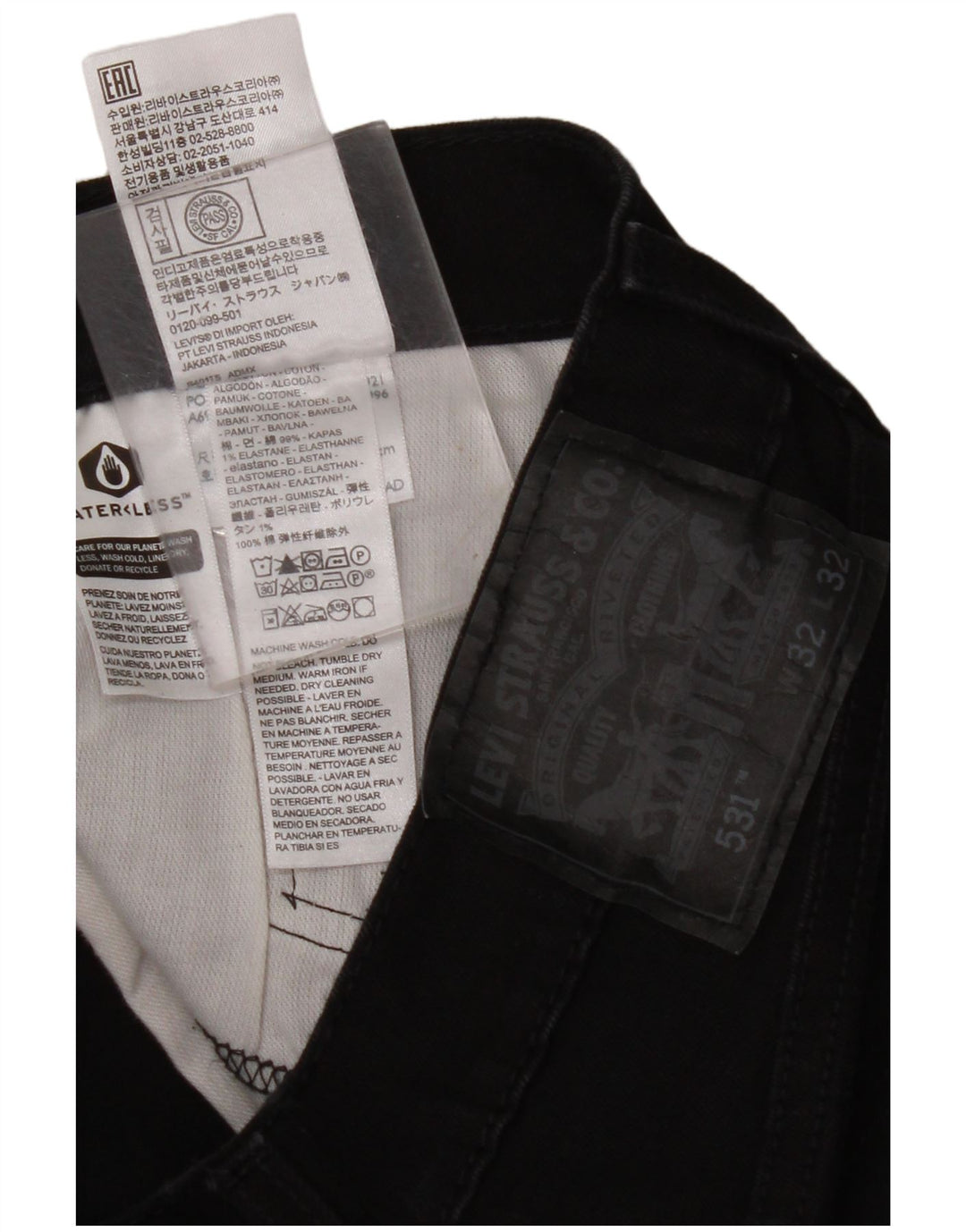 LEVI'S Herre 531 Slim Jeans W32 L32 Sort Bomuld