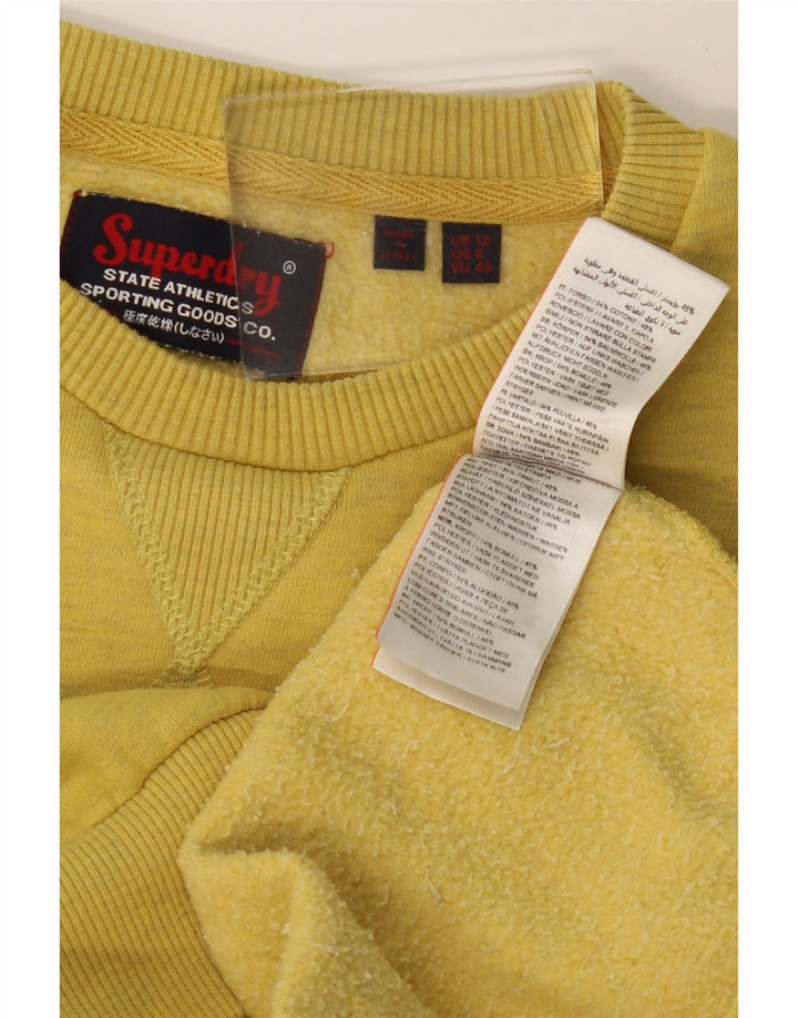 SUPERDRY Dame grafisk sweatshirt Jumper UK 12 Medium Yellow Flecked