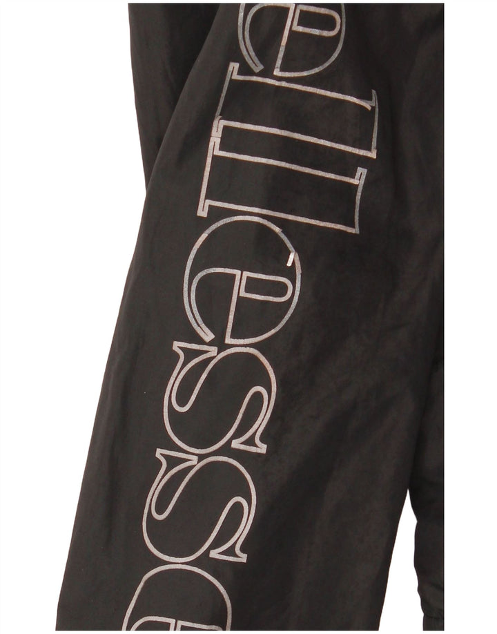 Ellesse Herre Hætte grafisk regnjakke UK 36 Small Black Polyester
