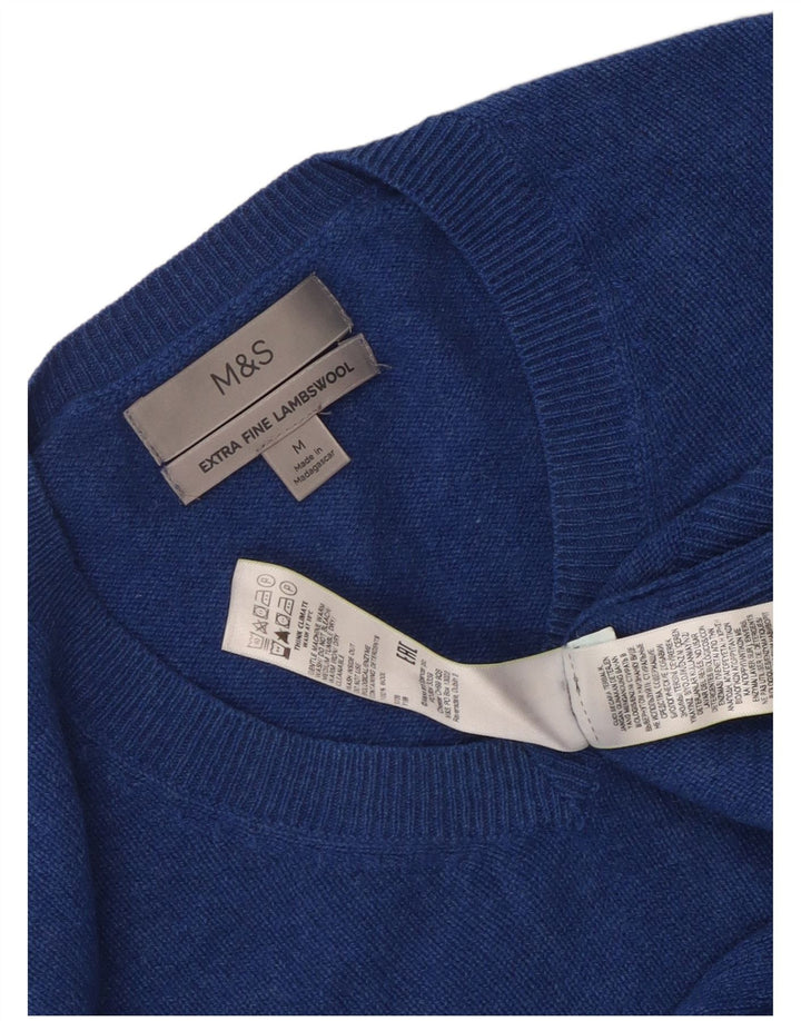 Marks & Spencer Herre V-hals sweater mellemblå uld
