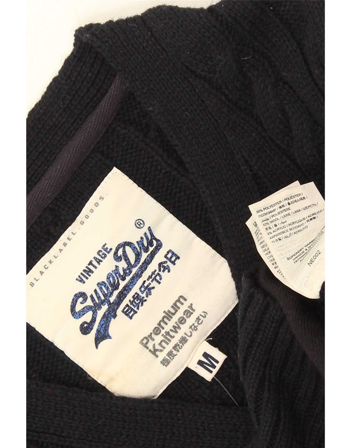 Superdry cardigantrøje til mænd Medium marineblå flækket polyester