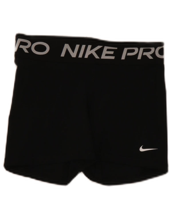 Nike Dame Dri Fit grafiske sportsshorts UK 8 Small Black Polyester