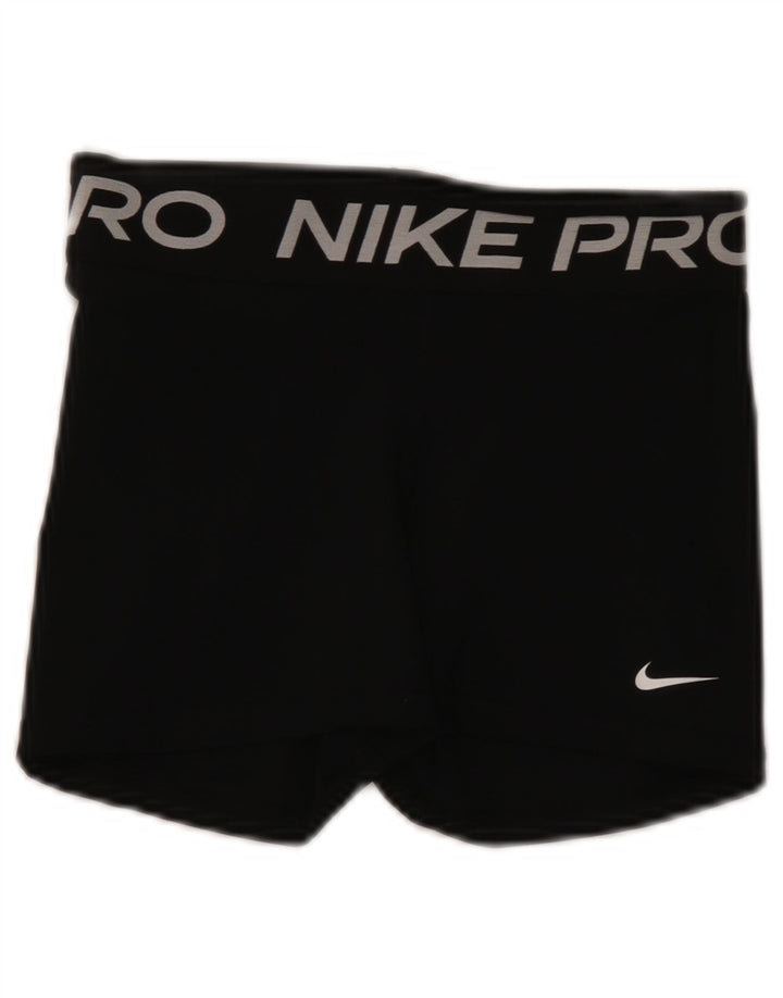 Nike Dame Dri Fit grafiske sportsshorts UK 8 Small Black Polyester