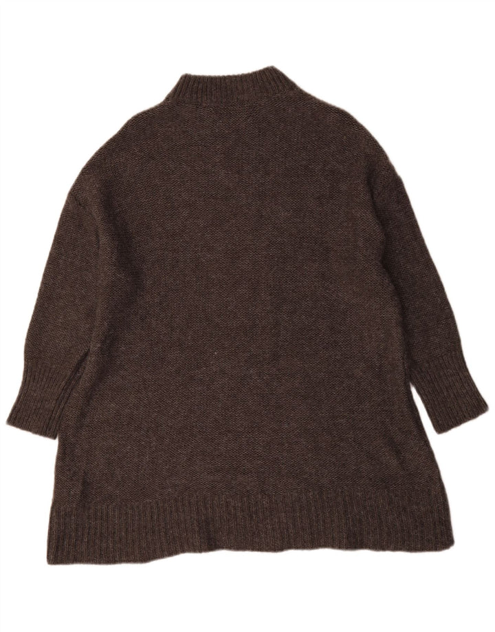 Zara Dame Grafisk Oversized Turtle Neck Jumper Sweater UK 6 XS Grå