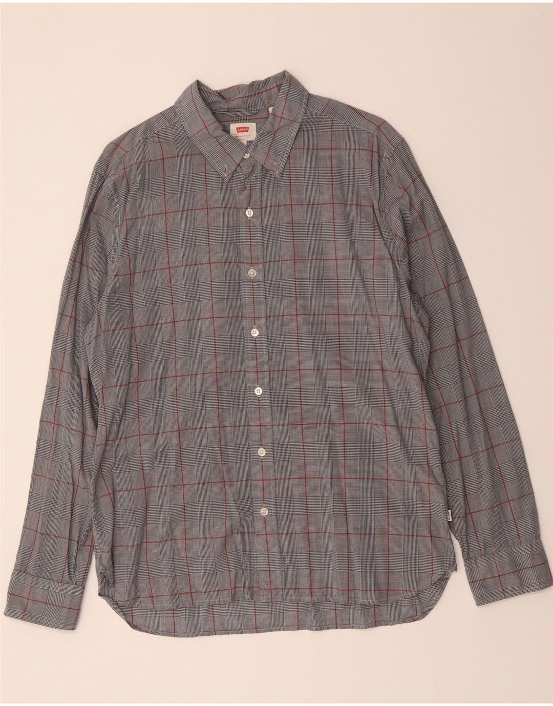 LEVI'S Mens Shirt Large Grey Check Cotton Vintage Levi's and Second-Hand Levi's from Messina Hembry 