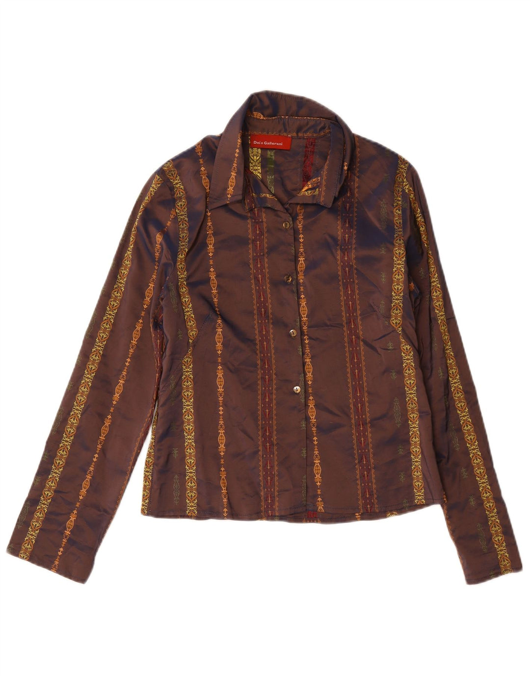 Vintage dameskjorte bluse UK 12 Medium Brown Paisley