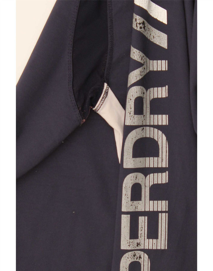 Superdry Grafisk Top Langærmet UK 12 Medium Navy Blue Colourblock