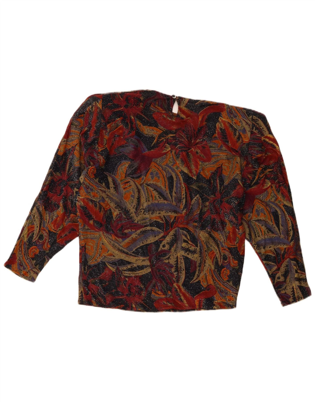 Vintage Dame Langærmet Bluse Top UK 10 Small Multicolored Floral