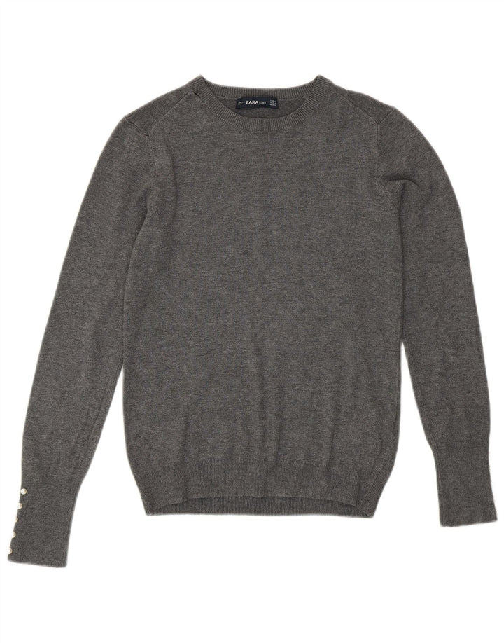Zara Dame sweater med rund hals DK 12 Medium Grå Viscose