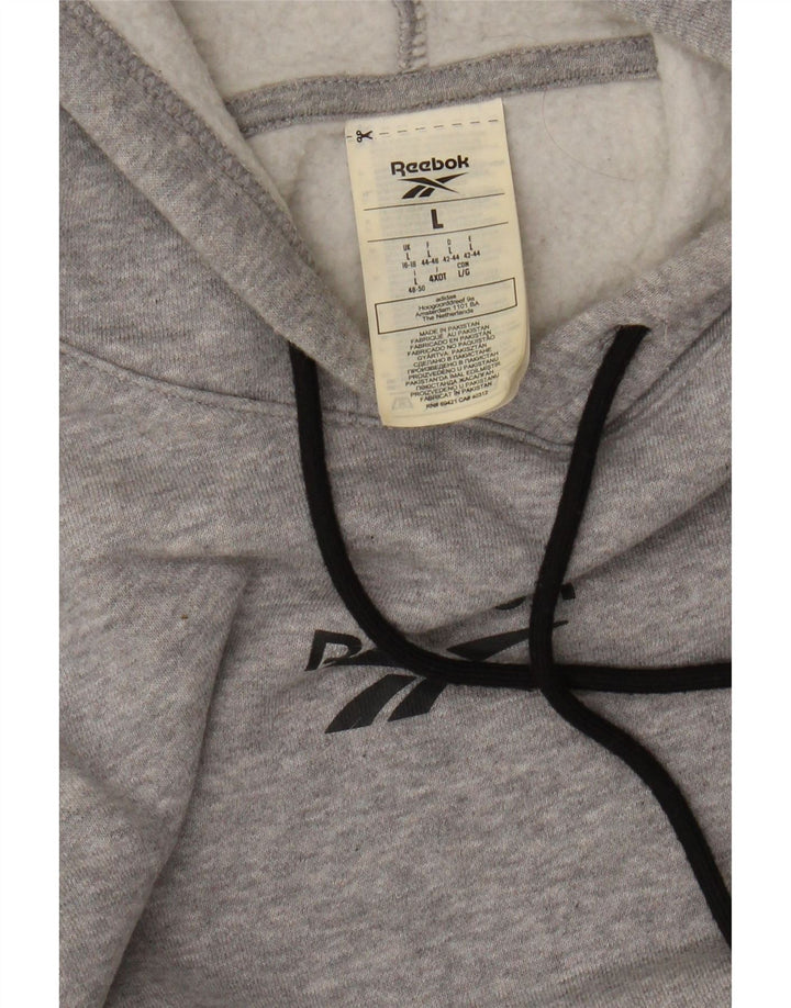 Reebok Dame Grafisk Loose Fit Hoodie Jumper UK 16/18 Large Grey Sports