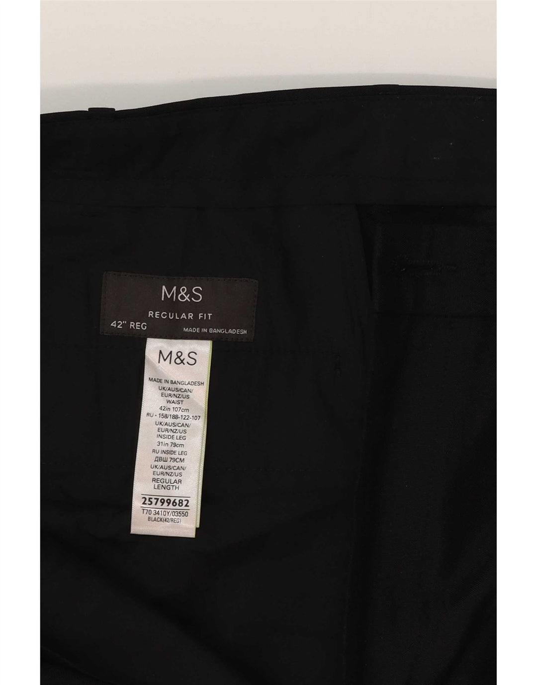 Marks & Spencer Herre Regular Fit Casual Bukser W42 L31 Sort Polyester
